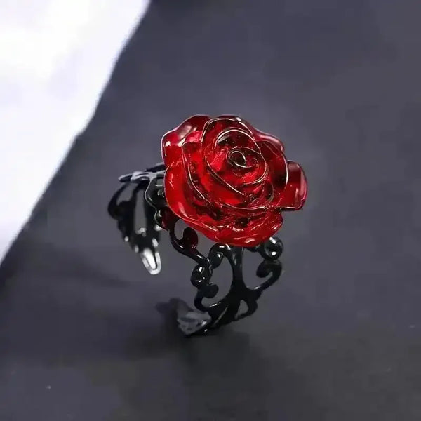 Exquisite Red Rose Adjustable Ring - Bear Hugs