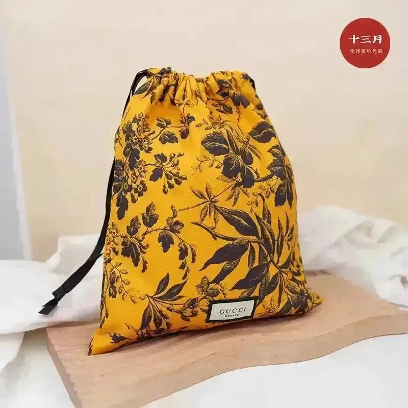 Floral Designer Drawstring Makeup Pouch - Bear Hugs