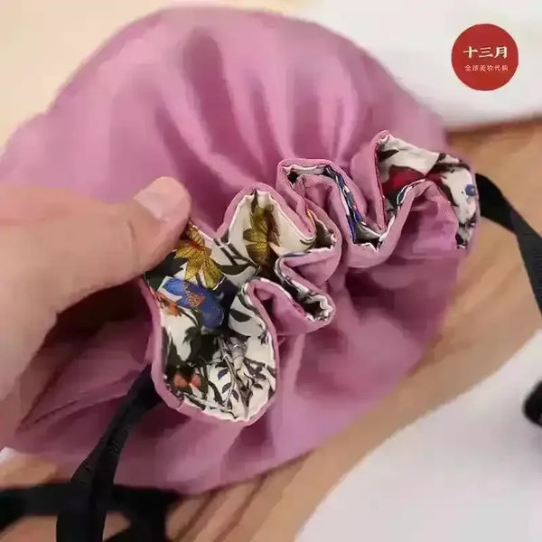 Floral Luxury Drawstring Makeup Pouch - Bear Hugs