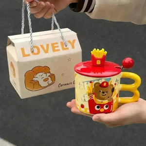 French Fries Bear Ceramic Mug (400 ml) - Bear Hugs