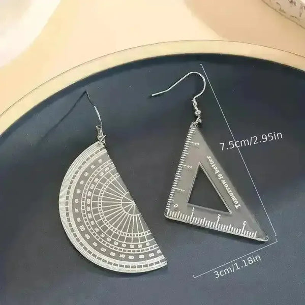 Geometric Instruments Asymmetric Dangle Earrings - Bear Hugs