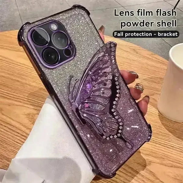 Glitter Butterfly Bracket Case (For iPhones) - Bear Hugs