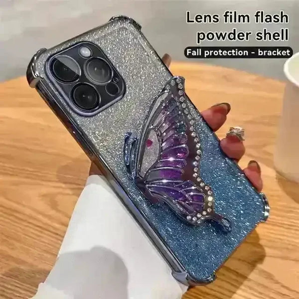 Glitter Butterfly Bracket Case (For iPhones) - Bear Hugs