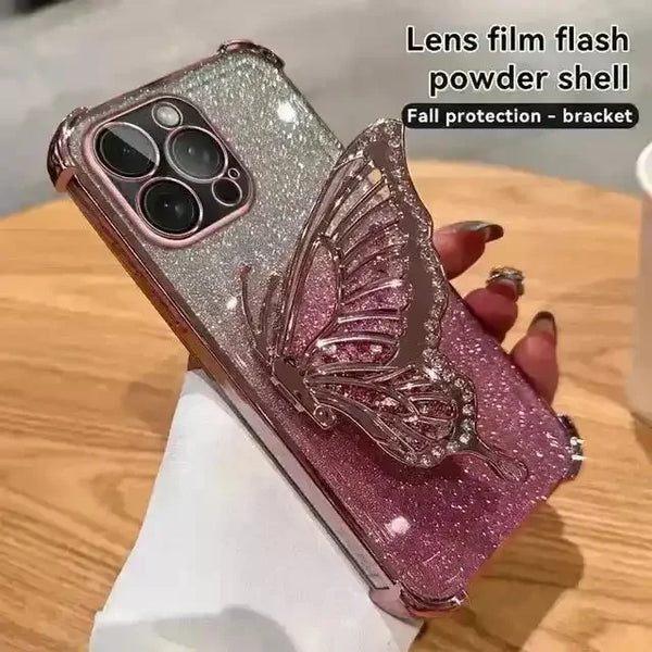 Glitter Butterfly Bracket Case (For iPhones) - Bear Hugs
