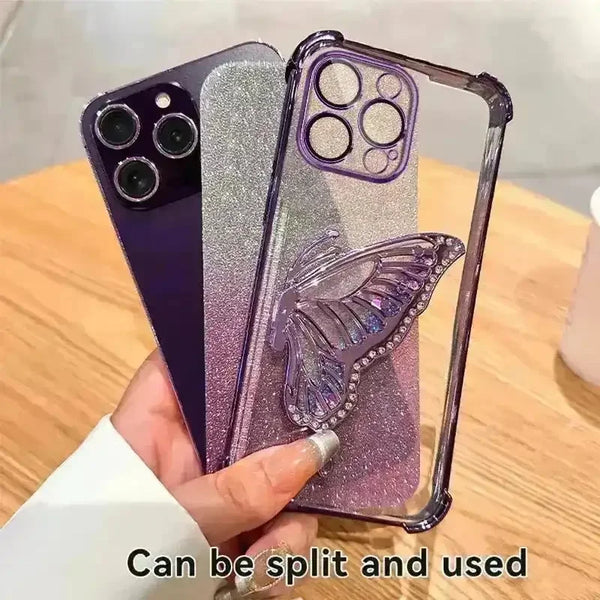 Glitter Butterfly Bracket Case (For iPhones) - Bear Hugs