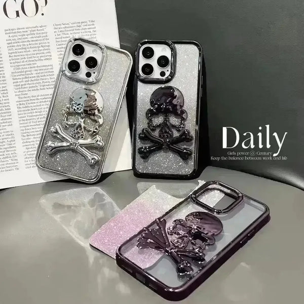 Glittery Skull Phone Case (For iPhones) - Bear Hugs