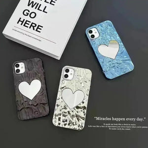 Glossy Heart Mirror Phone Case (For iPhones) - Bear Hugs