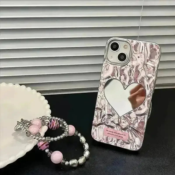 Glossy Heart Mirror Phone Case (For iPhones) - Bear Hugs