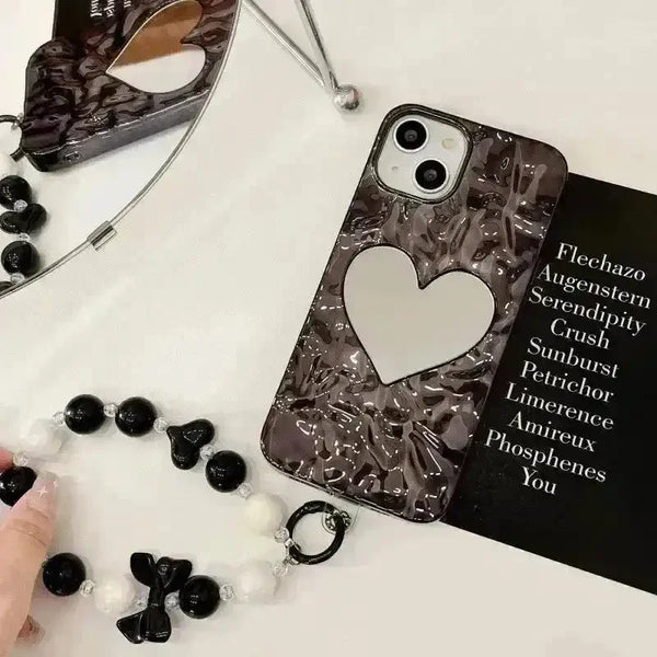 Glossy Heart Mirror Phone Case (For iPhones) - Bear Hugs