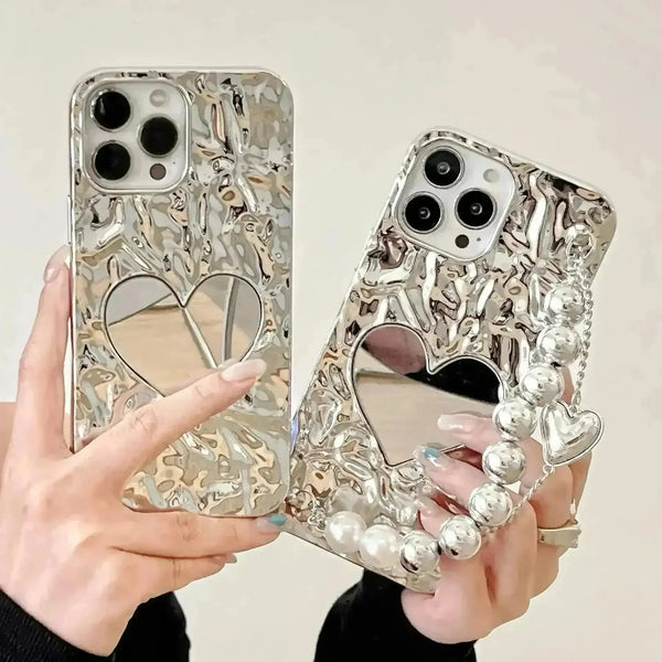 Glossy Heart Mirror Phone Case (For iPhones) - Bear Hugs