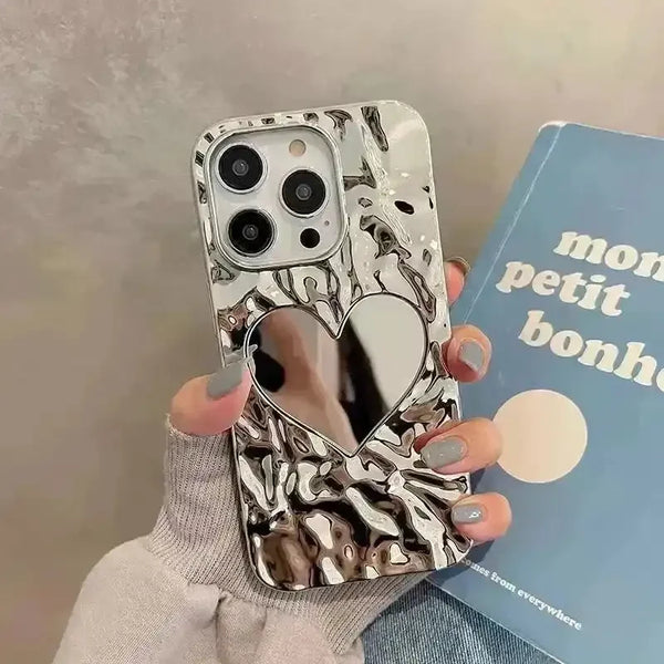 Glossy Heart Mirror Phone Case (For iPhones) - Bear Hugs