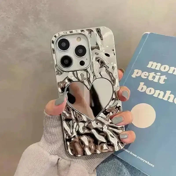 Glossy Heart Mirror Phone Case (For iPhones) - Bear Hugs