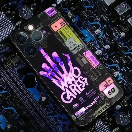 Glowing LED Who Cares Party Cover (For iPhone) - Bear Hugs