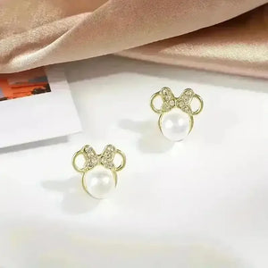 Golden Minnie Mouse Pearl Earrings - Bear Hugs