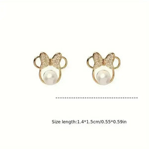 Golden Minnie Mouse Pearl Earrings - Bear Hugs