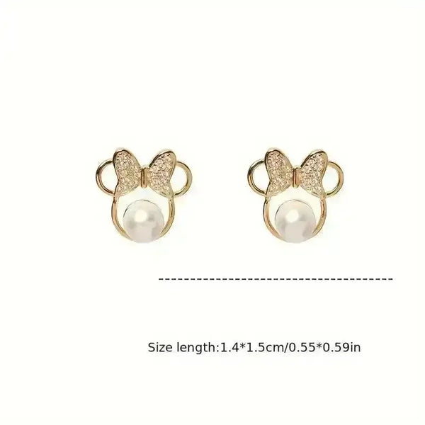 Golden Minnie Mouse Pearl Earrings - Bear Hugs