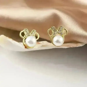 Golden Minnie Mouse Pearl Earrings - Bear Hugs