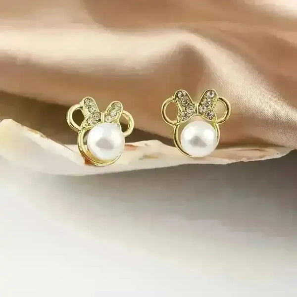 Golden Minnie Mouse Pearl Earrings - Bear Hugs