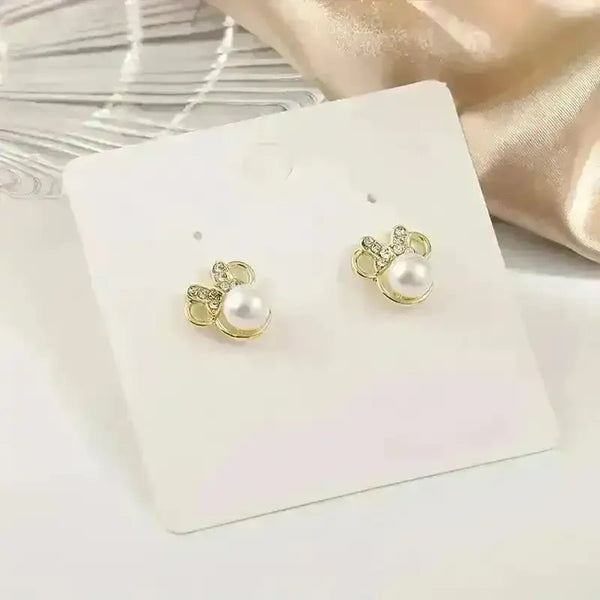 Golden Minnie Mouse Pearl Earrings - Bear Hugs