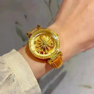Golden Sunflower Rotating Dial Watch - Bear Hugs