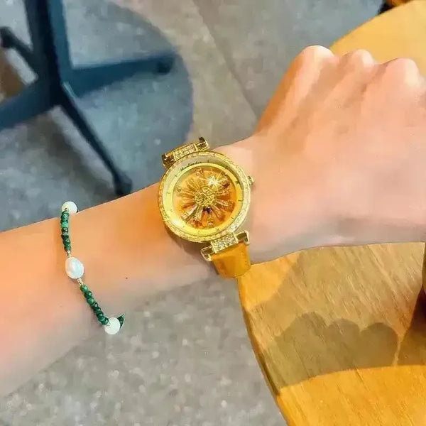 Golden Sunflower Rotating Dial Watch - Bear Hugs