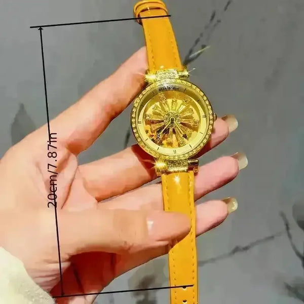 Golden Sunflower Rotating Dial Watch - Bear Hugs