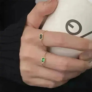 Golden Zirconia Chain Ring - Bear Hugs