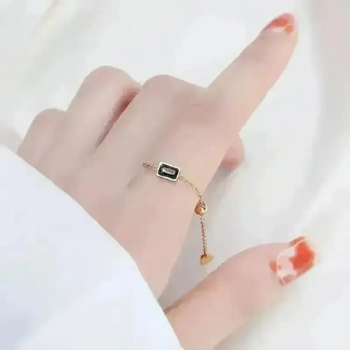 Golden Zirconia Chain Ring - Bear Hugs