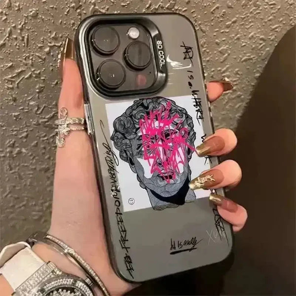 Graffiti Art Silver Phone Case (For iPhones) - Bear Hugs