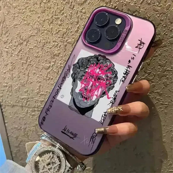 Graffiti Art Silver Phone Case (For iPhones) - Bear Hugs