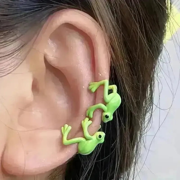 Green Frog Shaped Ear Clip - Bear Hugs