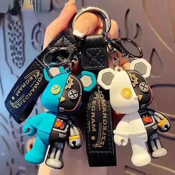 Half Skull Body Mechanical Bear 3D Keychain - Bear Hugs