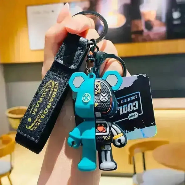Half Skull Body Mechanical Bear 3D Keychain - Bear Hugs