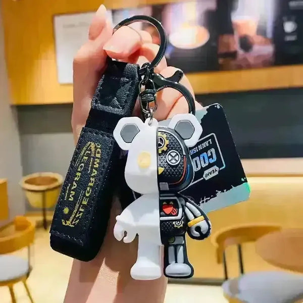 Half Skull Body Mechanical Bear 3D Keychain - Bear Hugs