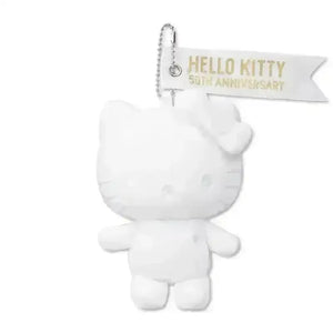 Hello Kitty 50th Anniversary B&W Plush Keychain - Bear Hugs