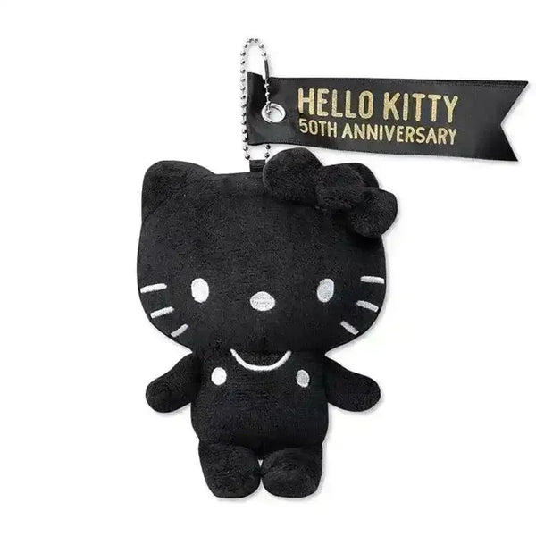 Hello Kitty 50th Anniversary B&W Plush Keychain - Bear Hugs