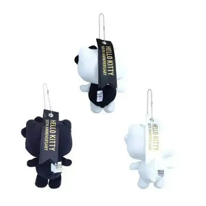 Hello Kitty 50th Anniversary B&W Plush Keychain - Bear Hugs