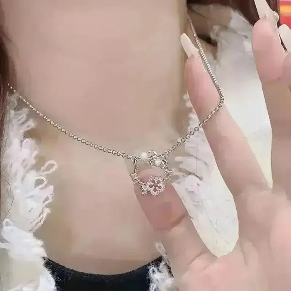 Hello Kitty Peach Blossom Silver Toned Necklace - Bear Hugs