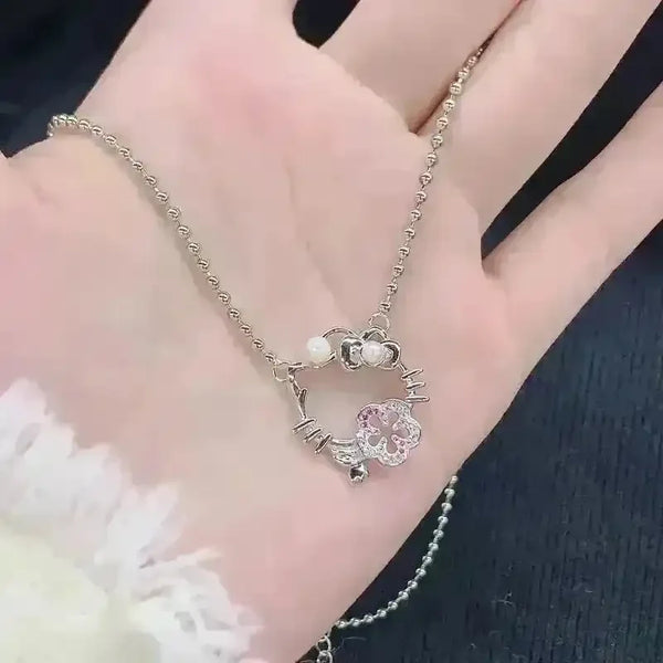 Hello Kitty Peach Blossom Silver Toned Necklace - Bear Hugs