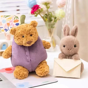Jellycat Eggplant Bear and Envelope Rabbit - Bear Hugs