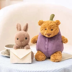 Jellycat Eggplant Bear and Envelope Rabbit - Bear Hugs