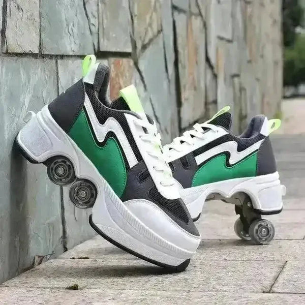 Kick Speed Four-Wheel 2 in 1 Deformation Roller Skate Shoes - Bear Hugs