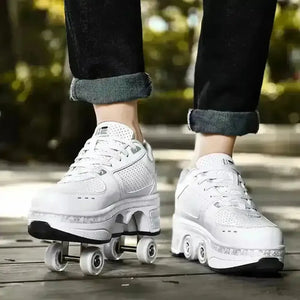 Kick Speed Four-Wheel 2 in 1 Deformation Roller Skate Shoes - Bear Hugs