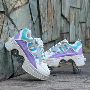 Kick Speed Four-Wheel 2 in 1 Deformation Roller Skate Shoes - Bear Hugs