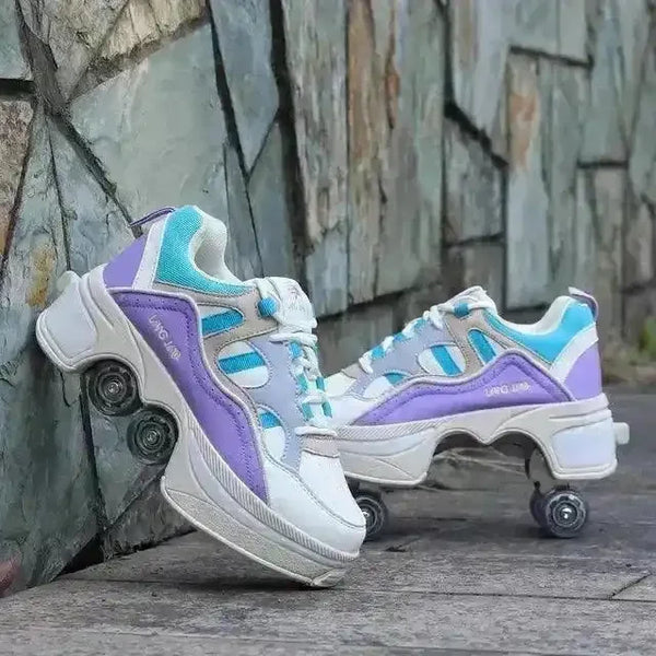 Kick Speed Four-Wheel 2 in 1 Deformation Roller Skate Shoes - Bear Hugs