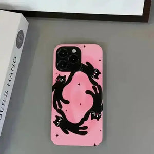 Korean INS Cartoon Dancing Cat Phone Case (For iPhones) - Bear Hugs