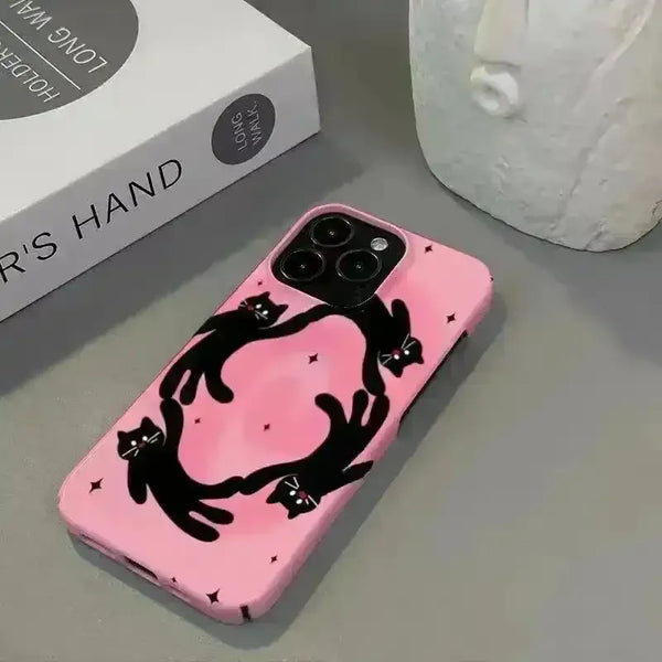 Korean INS Cartoon Dancing Cat Phone Case (For iPhones) - Bear Hugs