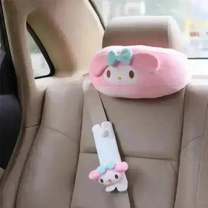 Kuromi My Melody Car Headrest and Seatbelt Protector - Bear Hugs