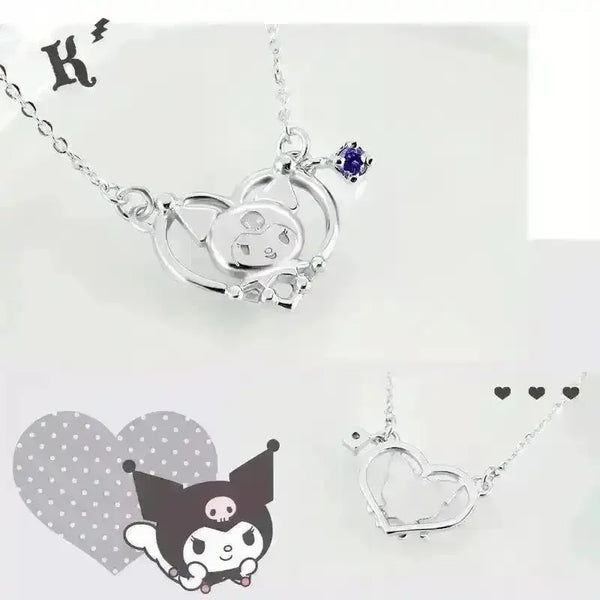Kuromi Zirconia Heart Pendant - Bear Hugs