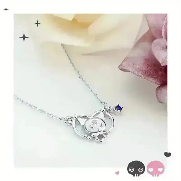 Kuromi Zirconia Heart Pendant - Bear Hugs